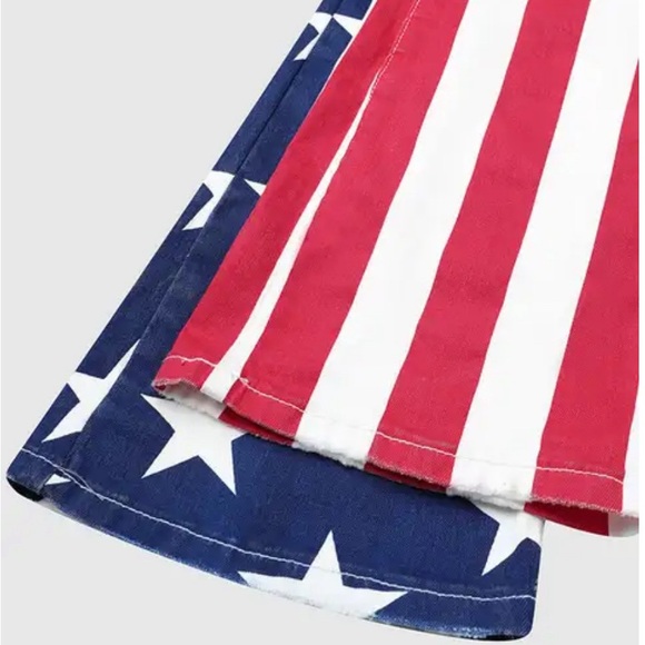 American Flag Pattern High Stretch Mid Rise Bootcut Jeans. Size XL. NWT. - Picture 7 of 10